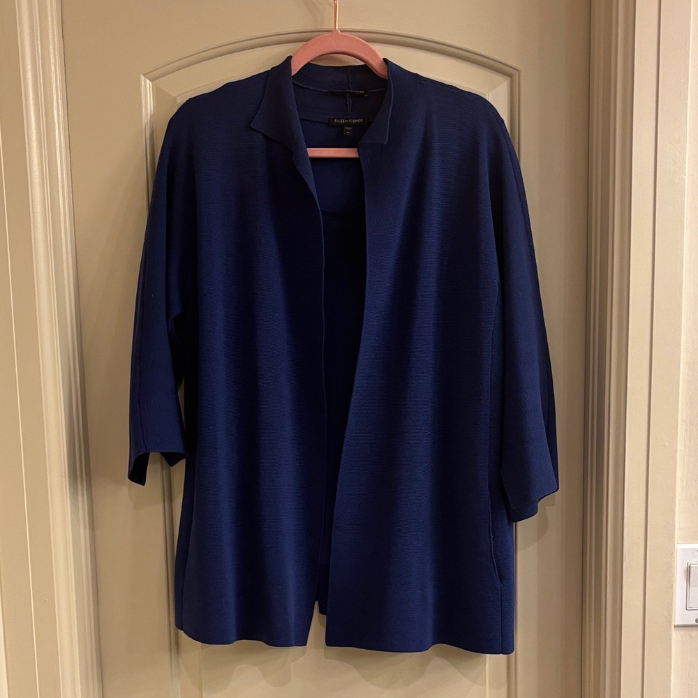 Eileen Fisher Open Cardigan and Silk‎ Shell